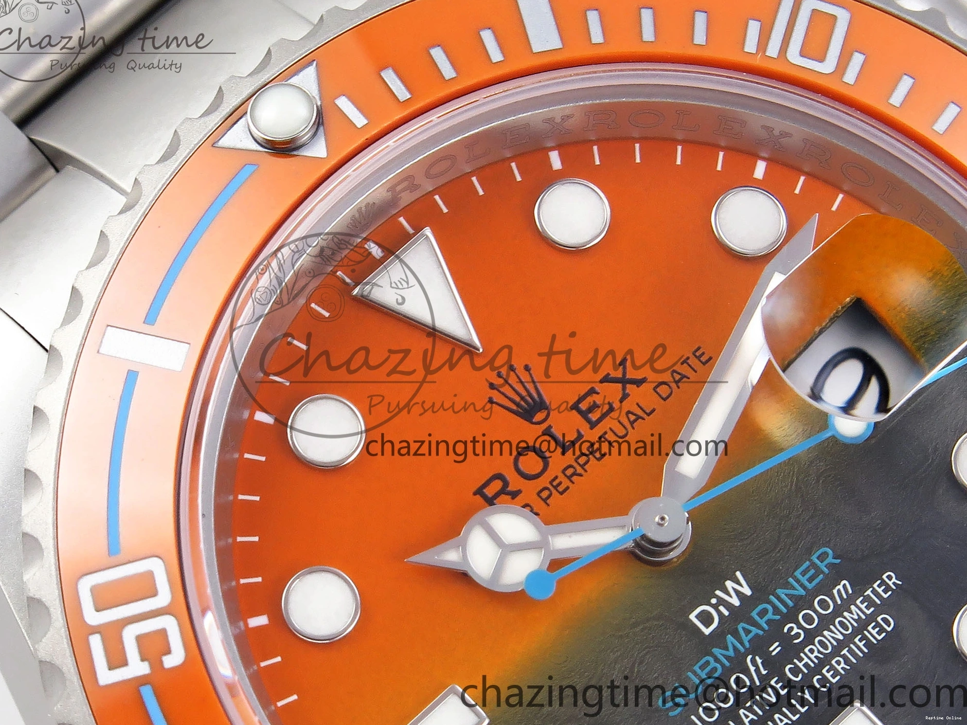 0225 ZeroBulk SUBMARINER DIW SANDBLASTED VSF 1:1 BEST EDITION ORANGE CERAMIC BEZEL ORANGE BLACK DIAL ON SS BRACELET VS 1765
